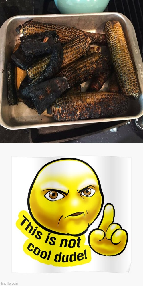 Burnt | image tagged in this is not cool dude,burnt,corn,cooking fail,you had one job,memes | made w/ Imgflip meme maker