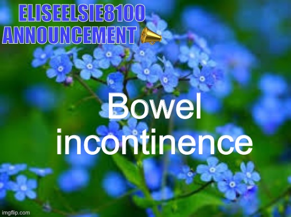 EliseElsie8100 Announcement | Bowel incontinence | image tagged in eliseelsie8100 announcement | made w/ Imgflip meme maker