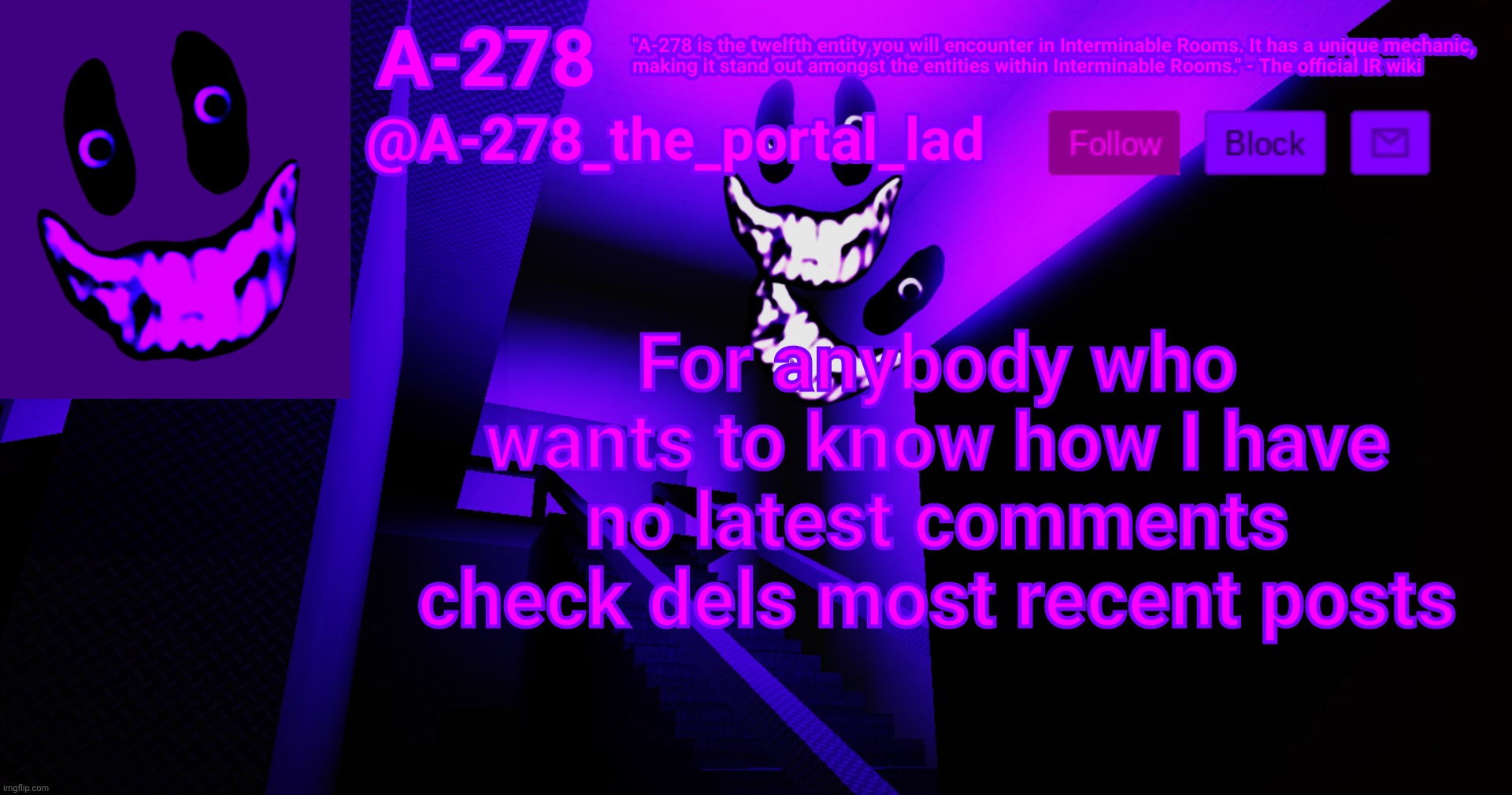 А-278's аnnоunсеmеnt | For anybody who wants to know how I have no latest comments check dels most recent posts | made w/ Imgflip meme maker