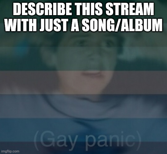 albumn | DESCRIBE THIS STREAM WITH JUST A SONG/ALBUM | image tagged in gay panik | made w/ Imgflip meme maker