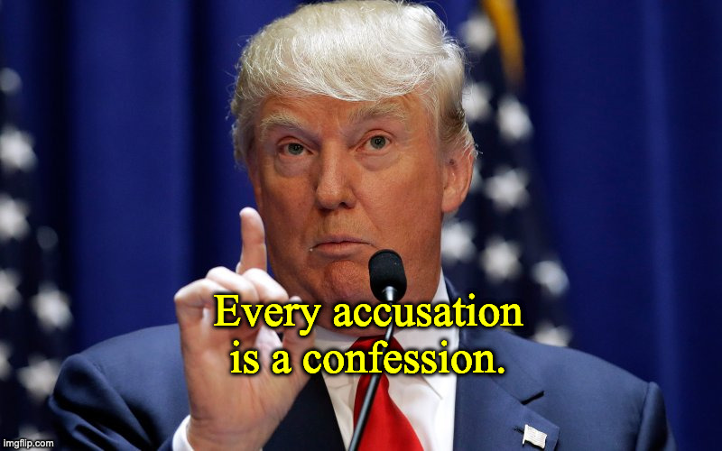 Donald Trump | Every accusation
is a confession. | image tagged in donald trump | made w/ Imgflip meme maker