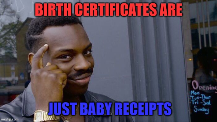 roll safe think about it | BIRTH CERTIFICATES ARE; JUST BABY RECEIPTS | image tagged in memes,roll safe think about it | made w/ Imgflip meme maker