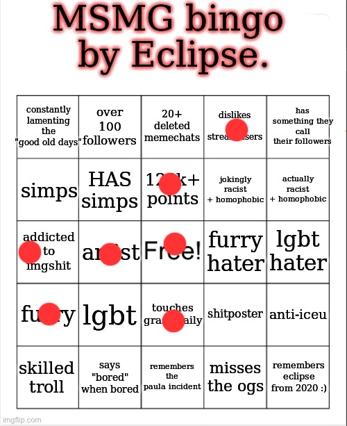 aw man | image tagged in msmg bingo by eclipse | made w/ Imgflip meme maker