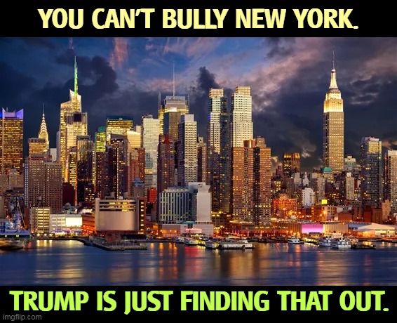 He was born here. He should have known that. | YOU CAN'T BULLY NEW YORK. TRUMP IS JUST FINDING THAT OUT. | image tagged in donald trump,soft,new york,tough,bullying,failure | made w/ Imgflip meme maker