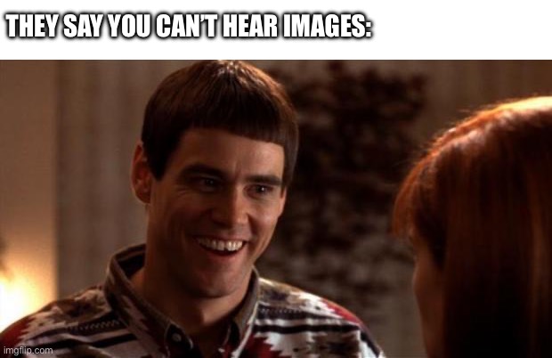 Can You Hear It? | THEY SAY YOU CAN’T HEAR IMAGES: | image tagged in so you're saying there's a chance,dumb and dumber,jim carrey,movies,they say you cant hear images | made w/ Imgflip meme maker