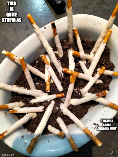 Pretzels in an Ashtray | THIS IS QUITE STUPID AS; THIS WILL SCARE CHILDREN AWAY | image tagged in food,memes | made w/ Imgflip meme maker