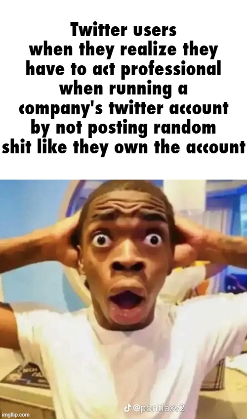 Opera GX Moment. | Twitter users when they realize they have to act professional when running a company's twitter account by not posting random shit like they own the account | made w/ Imgflip meme maker