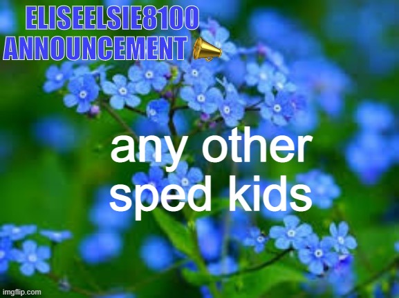 EliseElsie8100 Announcement | any other sped kids | image tagged in eliseelsie8100 announcement | made w/ Imgflip meme maker