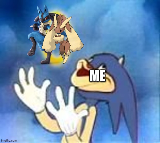 Lucario X Lopunny is the best Pokémon ship! #LucarioxLopunny4ever | ME | image tagged in joyful sonic,pokemon | made w/ Imgflip meme maker