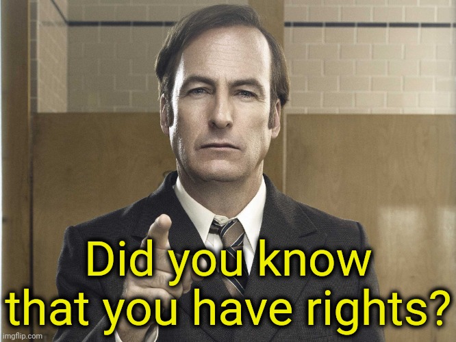 saul goodman | Did you know that you have rights? | image tagged in saul goodman | made w/ Imgflip meme maker