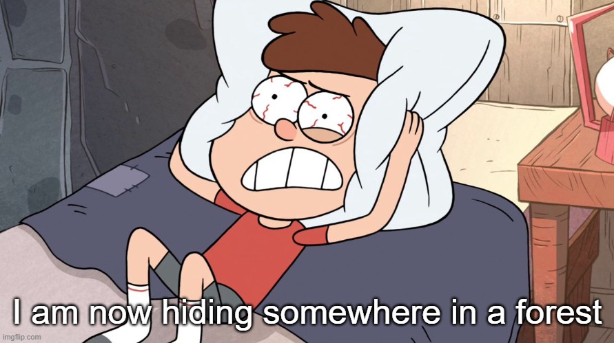 Dipper Cracking | I am now hiding somewhere in a forest | image tagged in dipper cracking | made w/ Imgflip meme maker