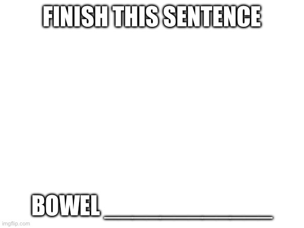 FINISH THIS SENTENCE; BOWEL ____________ | made w/ Imgflip meme maker