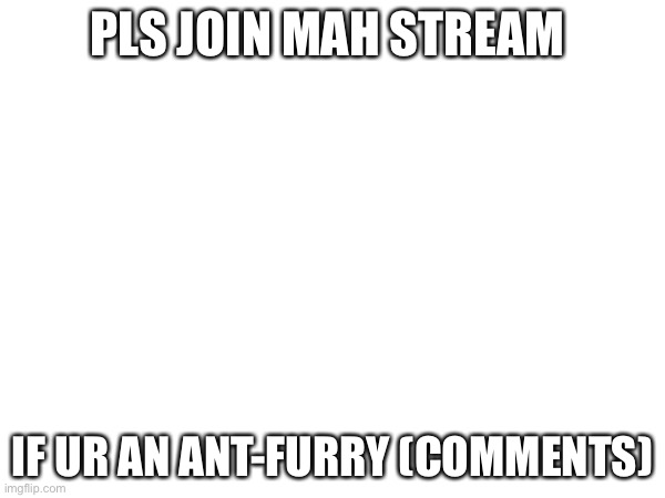 Pls join | PLS JOIN MAH STREAM; IF UR AN ANT-FURRY (COMMENTS) | image tagged in anti furry | made w/ Imgflip meme maker
