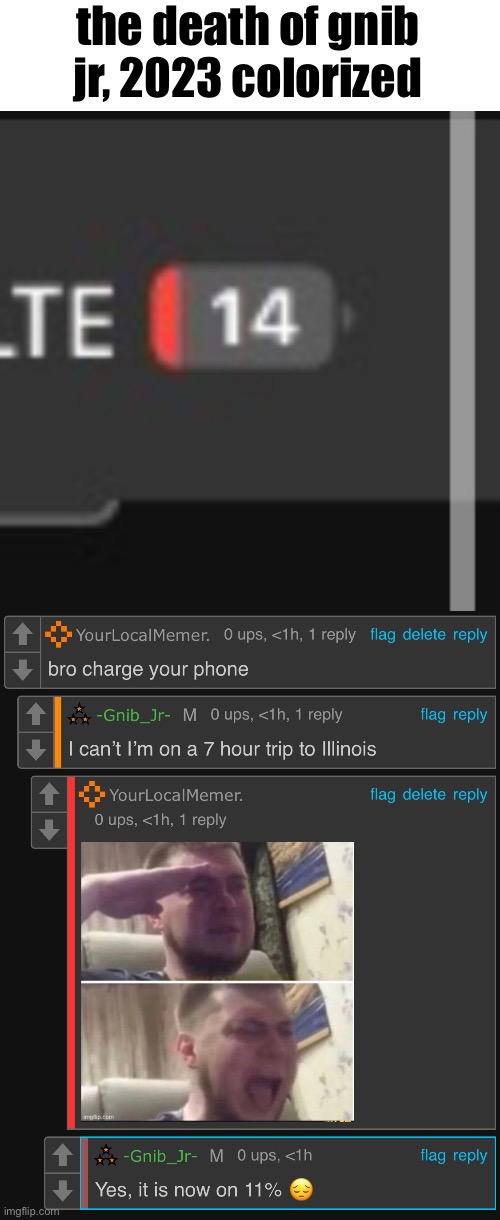 the death of gnib jr, 2023 colorized | made w/ Imgflip meme maker