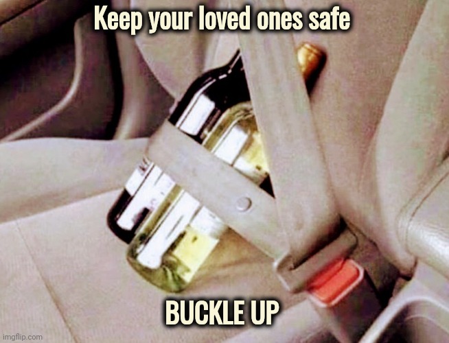 It's the Law | Keep your loved ones safe; BUCKLE UP | image tagged in alcohol,handle with care,go home youre drunk,hangover,don't drink and drive | made w/ Imgflip meme maker