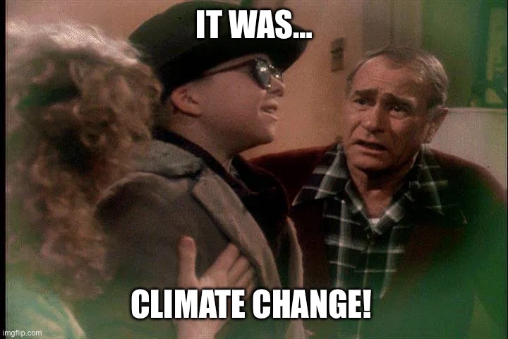 Christmas Story Soap Poisoning | IT WAS…; CLIMATE CHANGE! | image tagged in christmas story soap poisoning | made w/ Imgflip meme maker