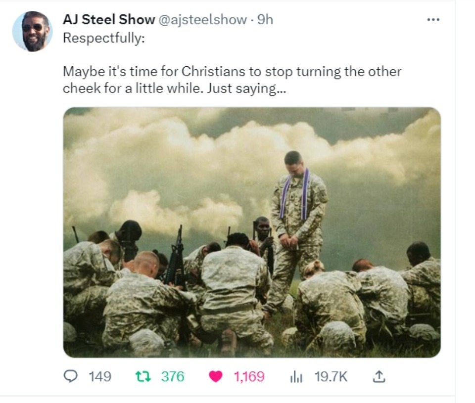 Maybe it's time for Christians to stop turning the other cheek for little while? | image tagged in turn the other cheek,christians,enough is enough,take america back,christian soldiers,warriors | made w/ Imgflip meme maker
