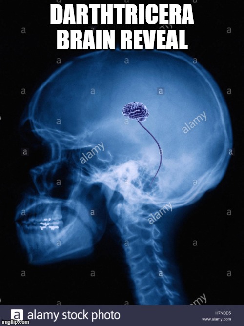 tiny brain | DARTHTRICERA BRAIN REVEAL | image tagged in tiny brain | made w/ Imgflip meme maker