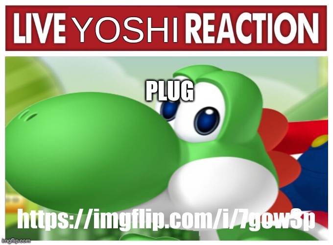 Live Yoshi Reaction | PLUG; https://imgflip.com/i/7gow3p | image tagged in live yoshi reaction | made w/ Imgflip meme maker