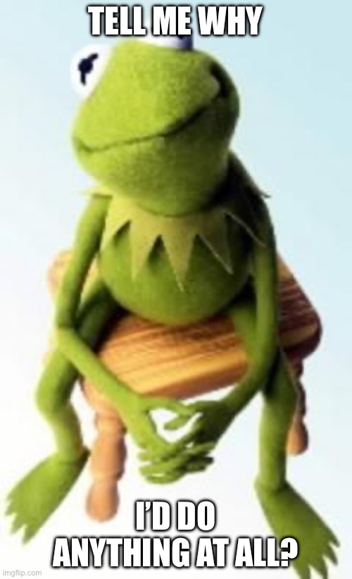 Concerned Kermit | TELL ME WHY; I’D DO ANYTHING AT ALL? | image tagged in concerned kermit | made w/ Imgflip meme maker