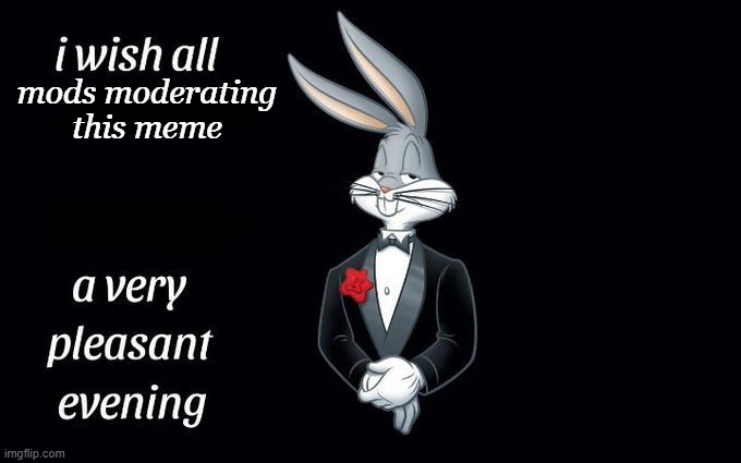 I wish all the X a very pleasant evening | mods moderating this meme | image tagged in i wish all the x a very pleasant evening | made w/ Imgflip meme maker