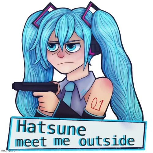 hatsune meet me outside | image tagged in hatsune meet me outside | made w/ Imgflip meme maker