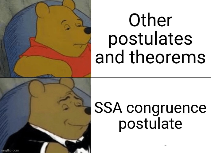 If yk yk | Other postulates and theorems; SSA congruence postulate | image tagged in memes,tuxedo winnie the pooh | made w/ Imgflip meme maker