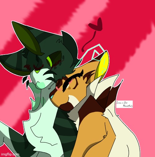 Toxin x Bee :) | image tagged in ocs- toxin bee,time taken- 2h,ship | made w/ Imgflip meme maker