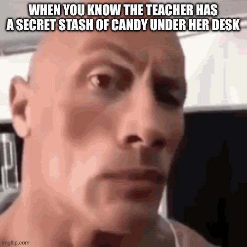 Bruh | WHEN YOU KNOW THE TEACHER HAS A SECRET STASH OF CANDY UNDER HER DESK | image tagged in funny memes | made w/ Imgflip meme maker