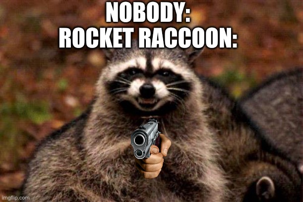 Evil Plotting Raccoon | NOBODY:
ROCKET RACCOON: | image tagged in memes,evil plotting raccoon | made w/ Imgflip meme maker