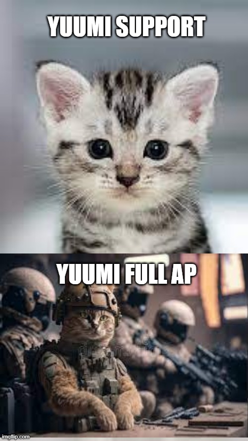 ff | YUUMI SUPPORT; YUUMI FULL AP | image tagged in powerpuff girls | made w/ Imgflip meme maker