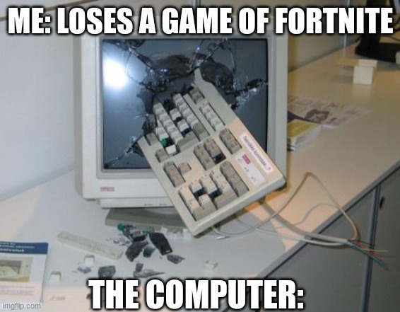 FNAF rage | ME: LOSES A GAME OF FORTNITE; THE COMPUTER: | image tagged in fnaf rage | made w/ Imgflip meme maker