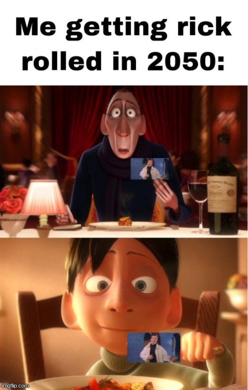 *nostalgia noises* | image tagged in rickroll,ratatouille | made w/ Imgflip meme maker