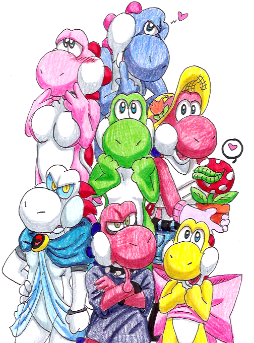 A Group of OC Female Yoshis Blank Meme Template