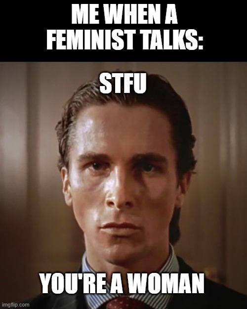 ME WHEN A FEMINIST TALKS:; STFU; YOU'RE A WOMAN | made w/ Imgflip meme maker