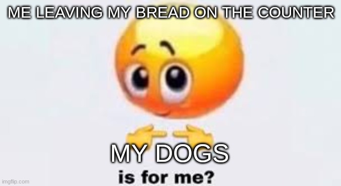 fr | ME LEAVING MY BREAD ON THE COUNTER; MY DOGS | image tagged in is for me | made w/ Imgflip meme maker