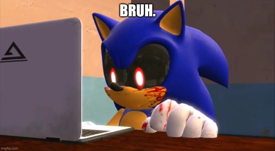 Sonic.exe finds the internet | BRUH. | image tagged in sonic exe finds the internet | made w/ Imgflip meme maker