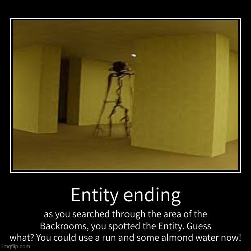 Entity ending. | image tagged in funny,demotivationals,the backrooms | made w/ Imgflip demotivational maker