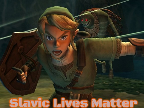 Link Legend of Zelda Yelling | Slavic Lives Matter | image tagged in link legend of zelda yelling,slavic | made w/ Imgflip meme maker