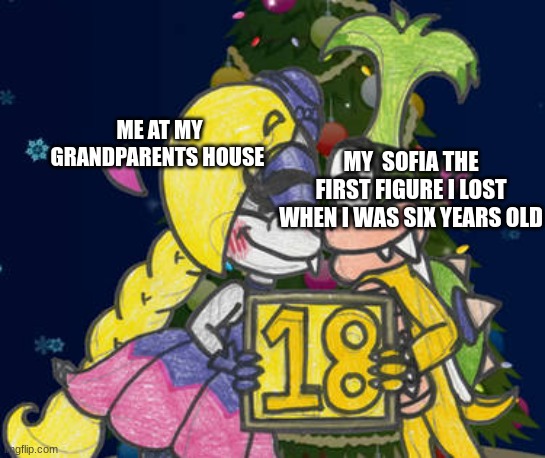 nobody me at my grandparents house | MY  SOFIA THE FIRST FIGURE I LOST WHEN I WAS SIX YEARS OLD; ME AT MY GRANDPARENTS HOUSE | image tagged in iggy fultering with harriet | made w/ Imgflip meme maker