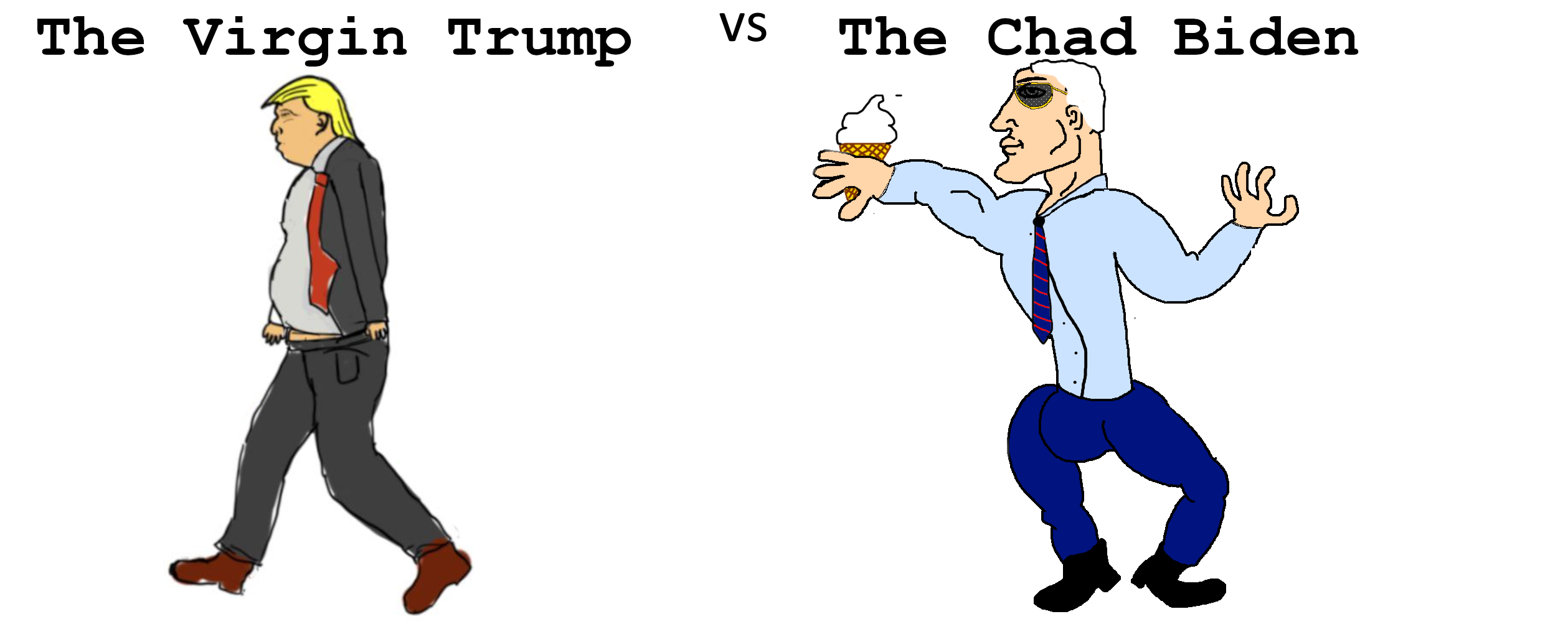 High Quality Virgin Trump vs Chad Biden Blank Meme Template