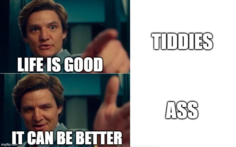 Life is good but it can be better | TIDDIES; LIFE IS GOOD; ASS; IT CAN BE BETTER | image tagged in life is good but it can be better | made w/ Imgflip meme maker