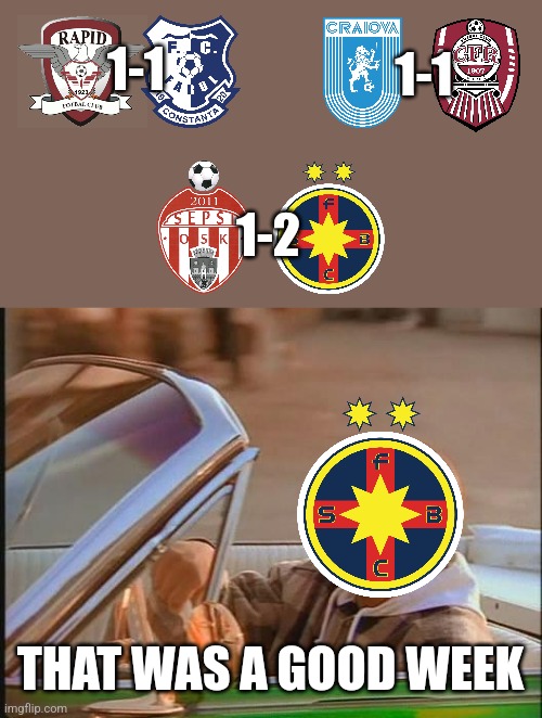 Sepsi - FCSB 1-2 | 1-1; 1-1; 1-2; THAT WAS A GOOD WEEK | image tagged in ice cube,sepsi,fcsb,liga 1,fotbal,memes | made w/ Imgflip meme maker