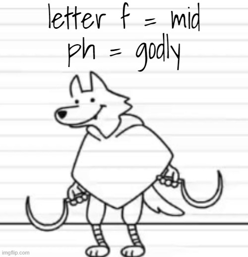 letter f = mid
ph = godly | image tagged in deth | made w/ Imgflip meme maker