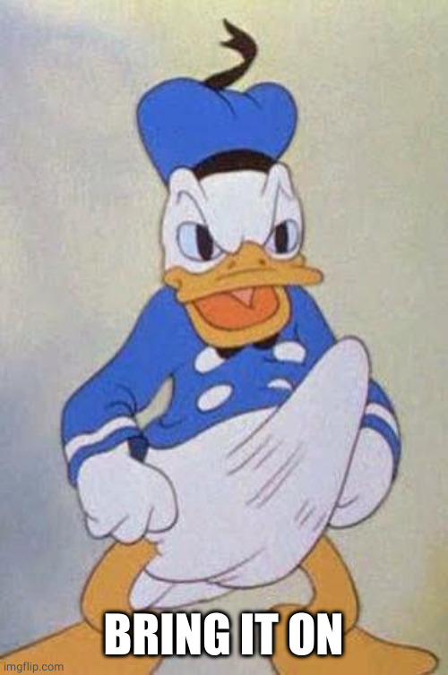 Horny Donald Duck | BRING IT ON | image tagged in horny donald duck | made w/ Imgflip meme maker