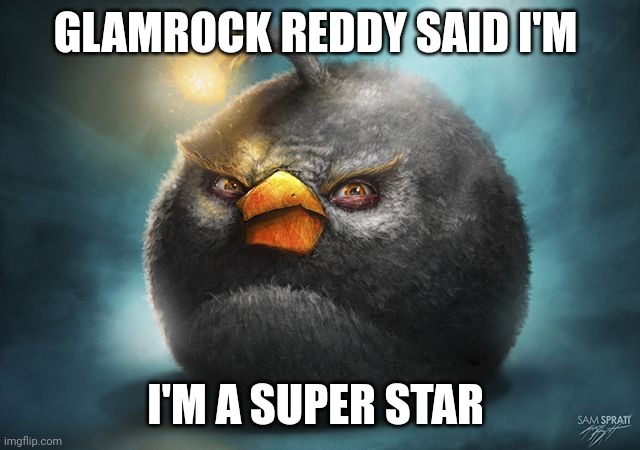 angry birds bomb | GLAMROCK REDDY SAID I'M; I'M A SUPER STAR | image tagged in angry birds bomb | made w/ Imgflip meme maker