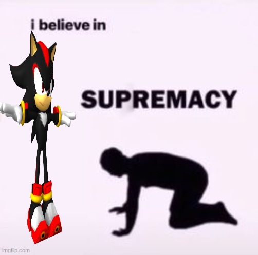 him | image tagged in i believe in supremacy,shadow,shadow the hedgehog | made w/ Imgflip meme maker