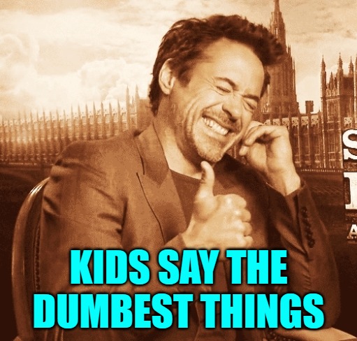 laughing | KIDS SAY THE DUMBEST THINGS | image tagged in laughing | made w/ Imgflip meme maker