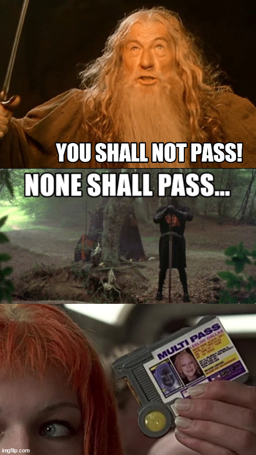 She knows. | image tagged in lotr,monty python,5thelement | made w/ Imgflip meme maker