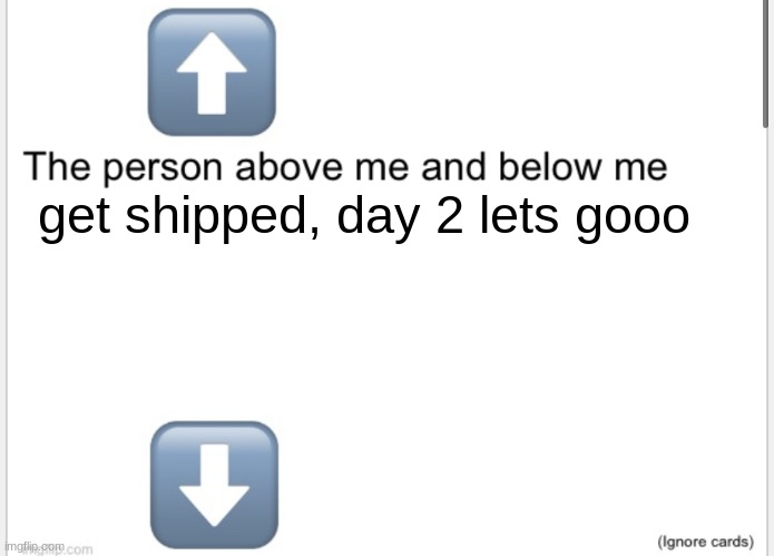 PeppinoSpaghetti x Asriel_Lalonde | get shipped, day 2 lets gooo | image tagged in person above below | made w/ Imgflip meme maker